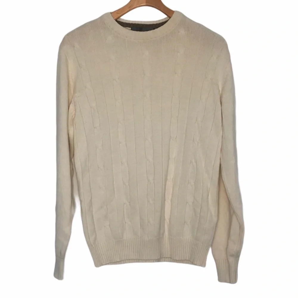 VINTAGE OSCAR DE LA RENTA COTTON IVORY UNISEX SWEATER SIZE MEDIUM